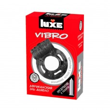 Чёрное эрекционное виброкольцо Luxe VIBRO  Африканский Эль Дьябло  + презерватив (Luxe Luxe VIBRO  Африканский Эль Дьябло  new)