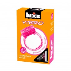 Розовое эрекционное виброкольцо Luxe VIBRO  Техасский бутон  + презерватив (Luxe Luxe VIBRO  Техасский Бутон  new)