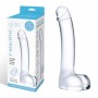 Прозрачный стеклянный фаллос с мошонкой Curved G-Spot - 18 см. (Glas GLAS-153)