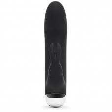 Черный вибратор с клиторальным отростком Greedy Girl Mini Rabbit Vibrator - 14 см. (Fifty Shades of Grey FS-74951)