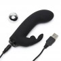 Черный вибратор с клиторальным отростком Greedy Girl Mini Rabbit Vibrator - 14 см. (Fifty Shades of Grey FS-74951)