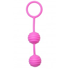 Розовые вагинальные шарики с ребрышками Pleasure Balls (Easy toys ET003PNK)