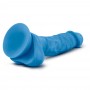Голубой реалистичный фаллоимитатор на присоске NEO 7.5INCH DUAL DENSITY COCK W. BALLS - 19 см. (Blush Novelties BL-89702)