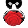 Серебристая анальная пробка с розой Red Rose Butt Plug - 8 см. (XR Brands af634-small)