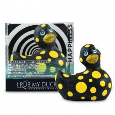 Черный вибратор-уточка I Rub My Duckie 2.0 Happiness в жёлтый горох (Big Teaze Toys 27375)