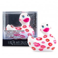 Белый вибратор-уточка I Rub My Duckie 2.0 Romance с розовым принтом (Big Teaze Toys 27379)