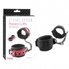 Чёрные кожаные оковы на ноги Ankles Cuffs (Erokay EK-3105BLK)