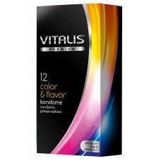 Цветные ароматизированные презервативы VITALIS PREMIUM color   flavor - 12 шт. (Vitalis VITALIS PREMIUM №12 color   flavor)