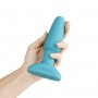 Голубая вибропробка с ротацией шариков RIMMING REMOTE CONTROL PLUG TEAL - 15,2 см. (b-Vibe BV-001-TL)