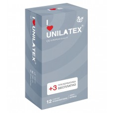 Презервативы с рёбрами Unilatex Ribbed - 12 шт. + 3 шт. в подарок (Unilatex Unilatex Ribbed №12 + №3)