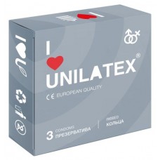 Презервативы с рёбрами Unilatex Ribbed - 3 шт. (Unilatex Unilatex Ribbed №3)