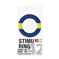 Синее эрекционное кольцо NEON STIMU RING 42MM BLUE/YELLOW (Dream Toys 21045)