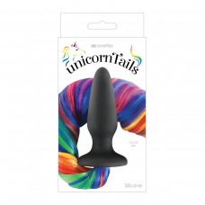 Чёрная анальная пробка с радужным хвостом Unicorn Tails Rainbow (NS Novelties NSN-0509-29)