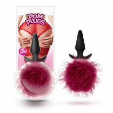 Силиконовая анальная пробка с бордовым заячьим хвостом Fur Pom Pom - 12,7 см. (Blush Novelties BL-59200)