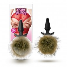 Силиконовая анальная пробка с дымчатым заячьим хвостом Fur Pom Pom - 12,7 см. (Blush Novelties BL-59206)